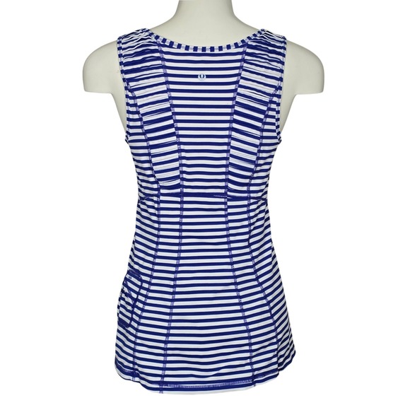 Lululemon Women's Run Stay On Course Tank Pigment Blue White Stripe 8 - Picture 5 of 16